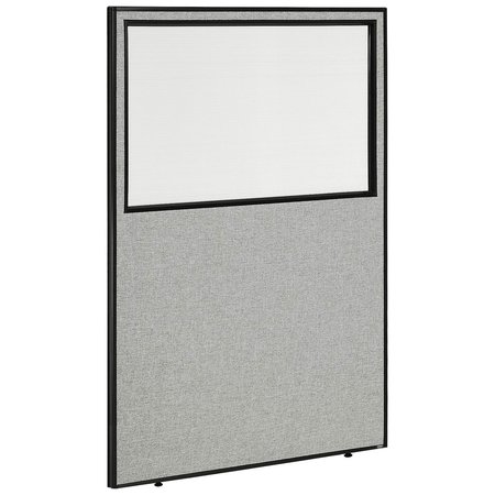 GLOBAL INDUSTRIAL 48-1/4W x 72H Office Partition Panel with Partial Window, Gray 694664WGY